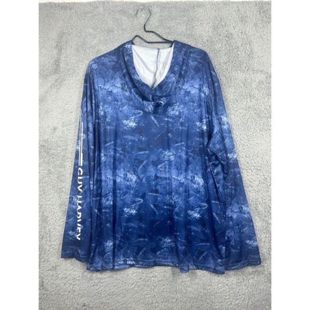 Guy Harvey Hoodie Shirt Mens XXL Blue‎ Long Sleeve Lightweight Outdoor Fishing - Picture 7 of 7